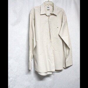 Men’s Lacoste 46 Striped Button Down Long Sleeve Shirt With Spot On Left Sleeve
